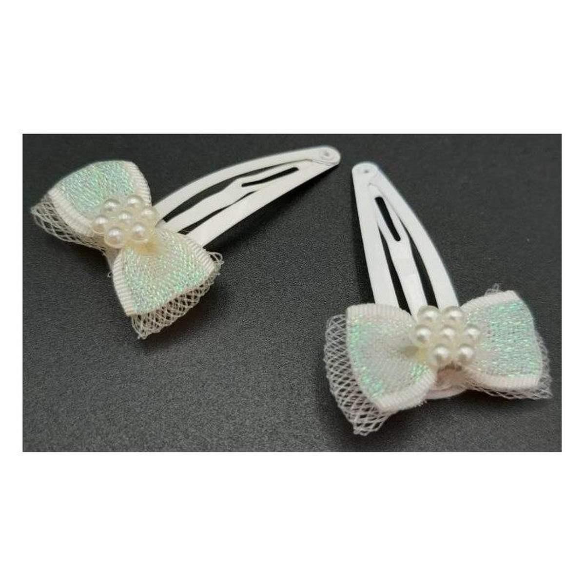 Clic clac per capelli in metallo avorio con fiocco in poliestere 4 cm senza nichel Lillà