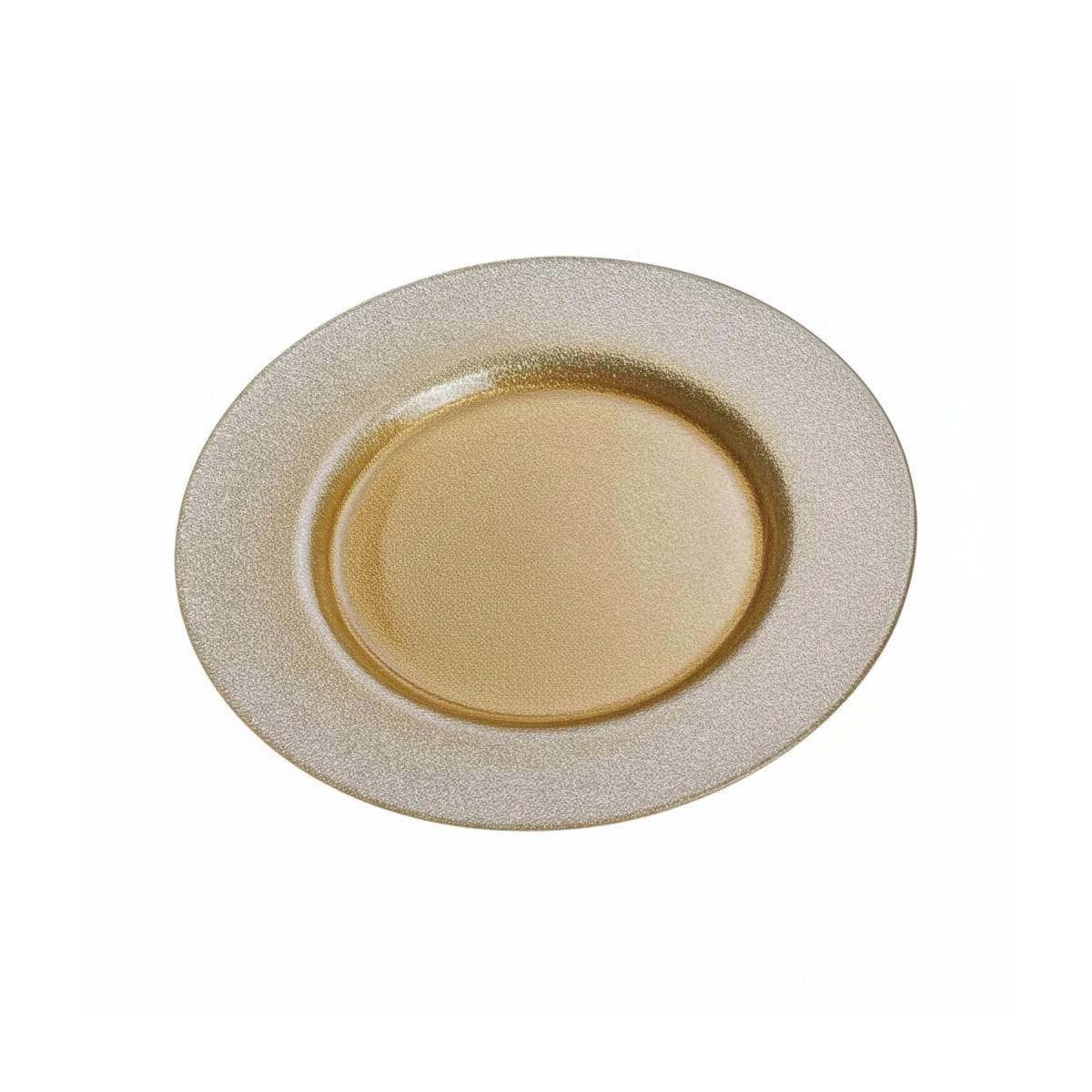 Sottopiatto tondo in vetro oro D.33 cm