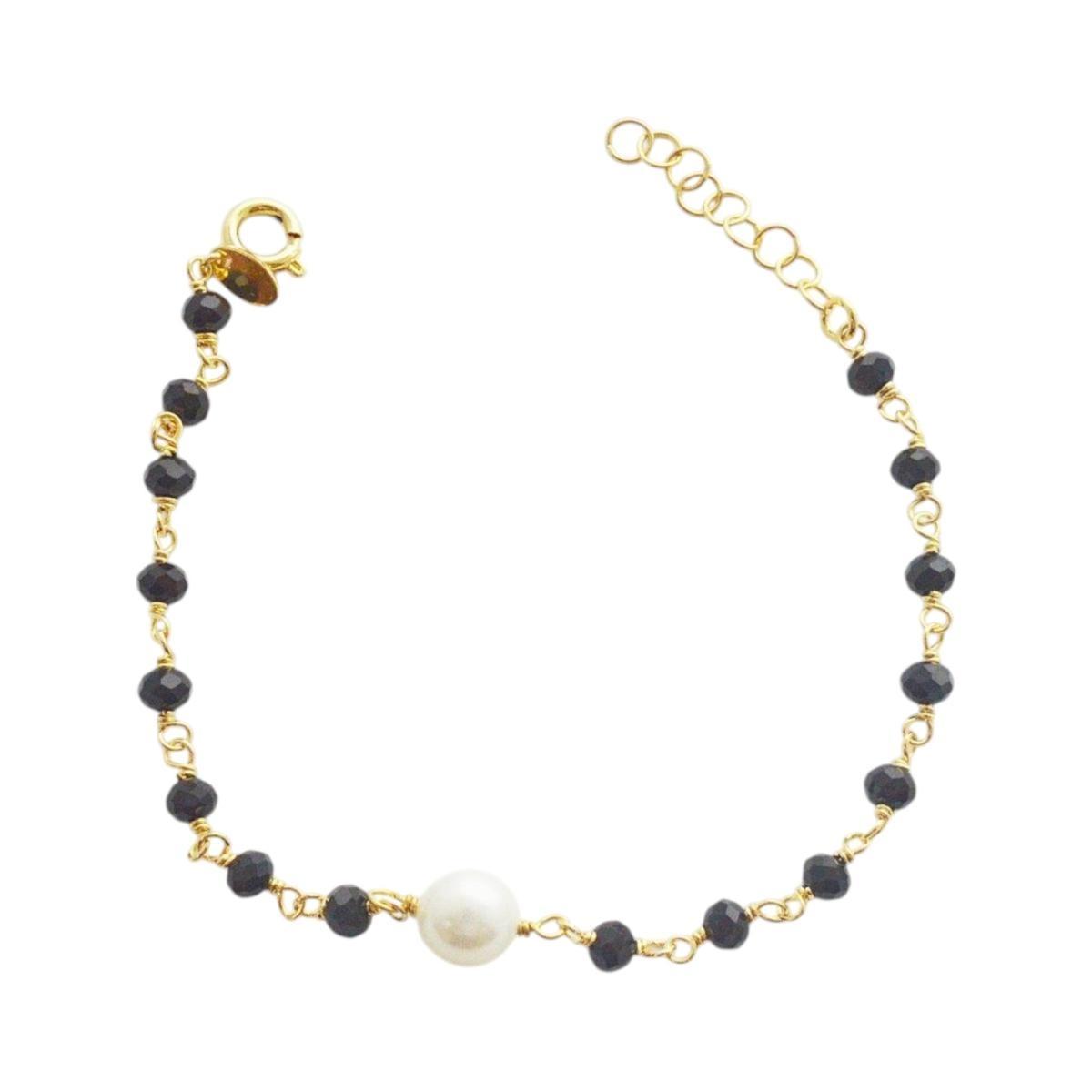 Bracciale in metallo rodiato e cristalli