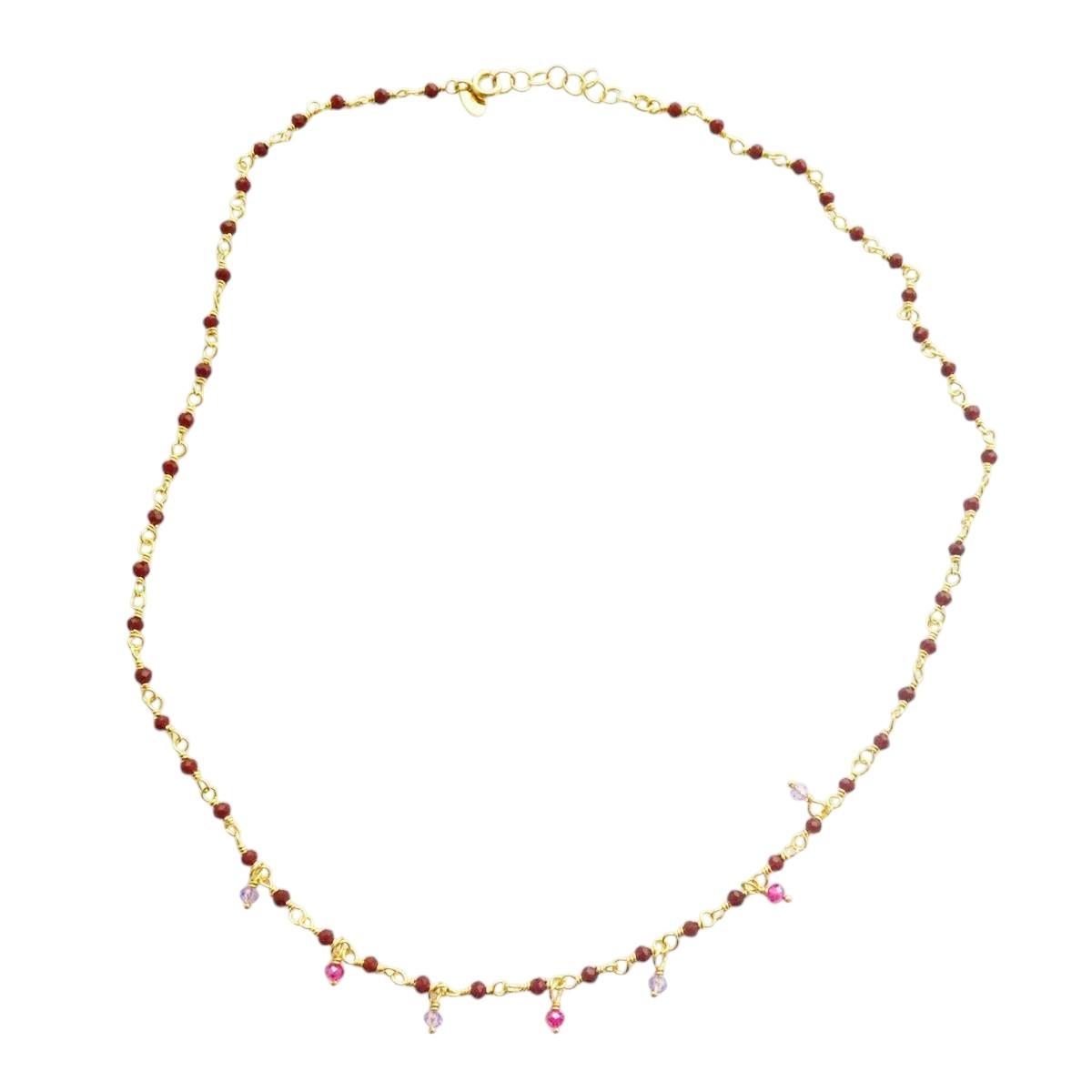 Collana donna in metallo rodiato e cristallo