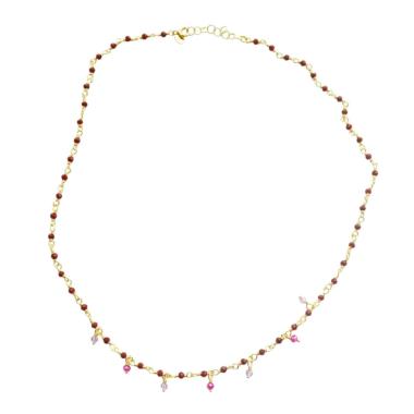 Collana donna in metallo rodiato e cristallo