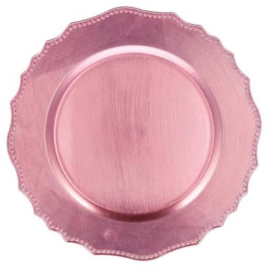 Sottopiatto tondo in plastica rosa d.33 cm
