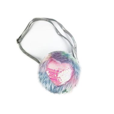 Borsetta tonda pelo con cuore paillettes le kikke