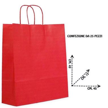 Shopper in carta h.49 x l.45 x p.15 cm colore rosso