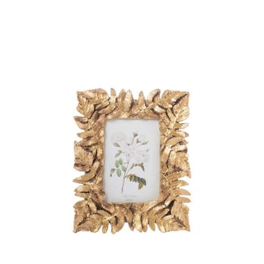 Portafoto singolo in poliresina foglie oro 10x15 cm