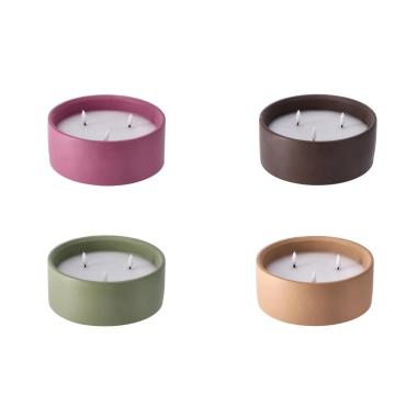 Candela 3 fiamme led con vasetto in cemento funzionamento a pila 2AA d20xh8 cm