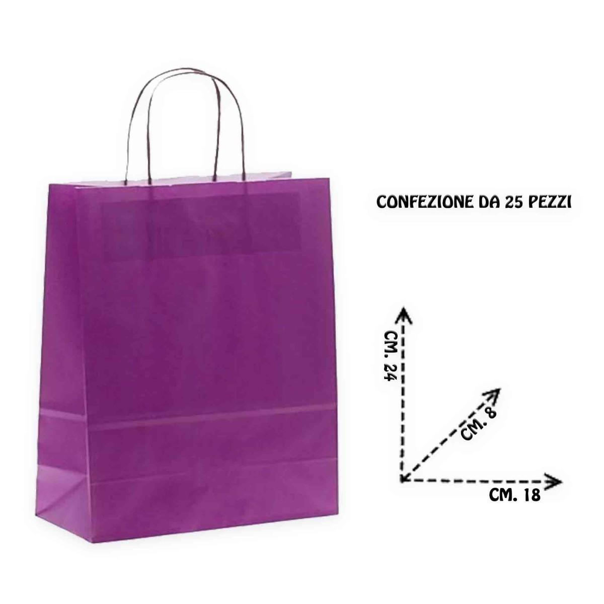 Shopper in carta h.24 x l.18 x p.8 cm colore viola