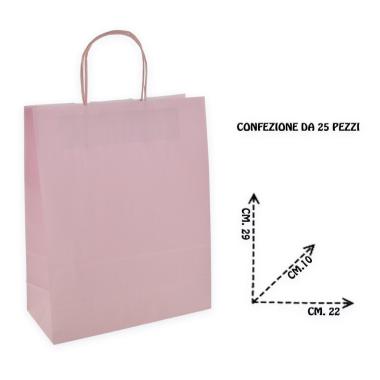 Shopper in carta colore rosa h.29 x l.22 x p.10 cm