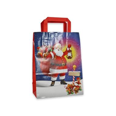 Shopper in carta h 37 x l 27 x p 12 fantasia babbo natale manico piatto