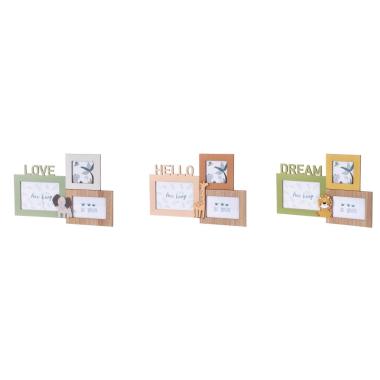 Portafoto per 3 foto in mdf bimbo animali savana 42x29 cm
