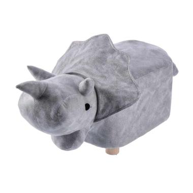 Pouf in tessuto modello rinoceronte con gambe in legno 93,5x37xh35,5 cm