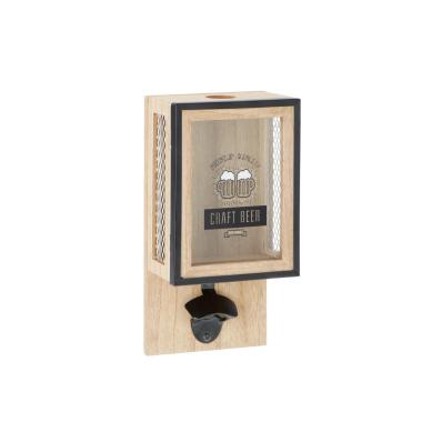 Decorazione porta tappi in mdf e ferro con apribottiglia 16x9xh30 cm