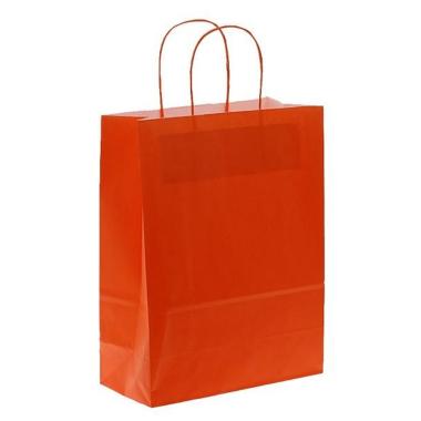 Shopper carta H49 X L45 X P15 cm. colore arancio manico ritorto