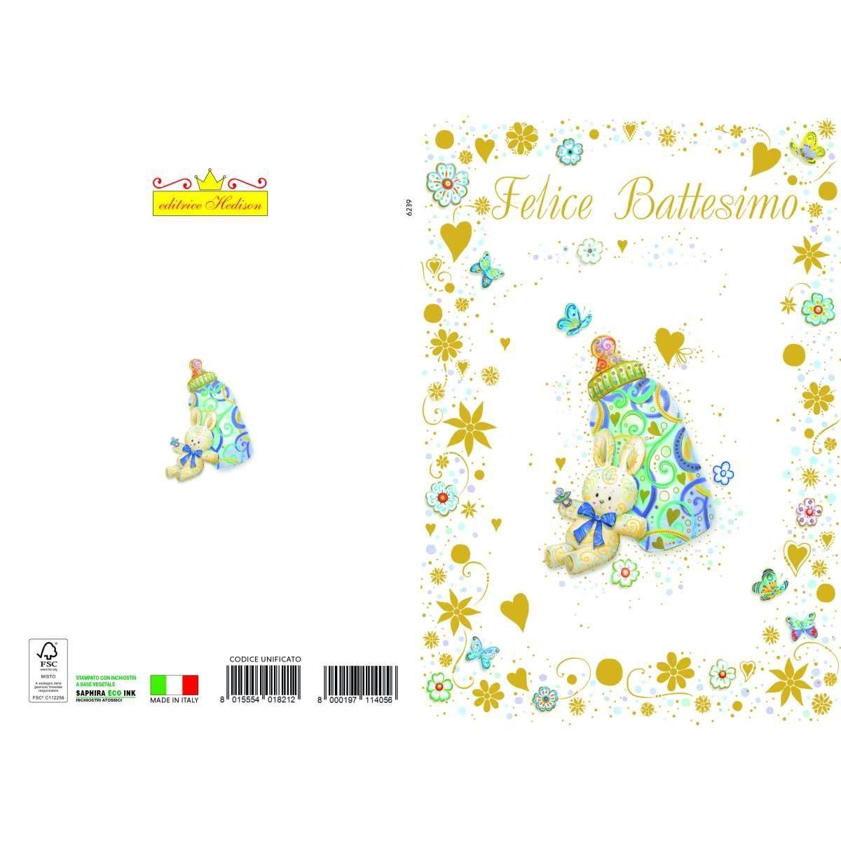 Biglietto auguri felice battesimo 2 soggetti