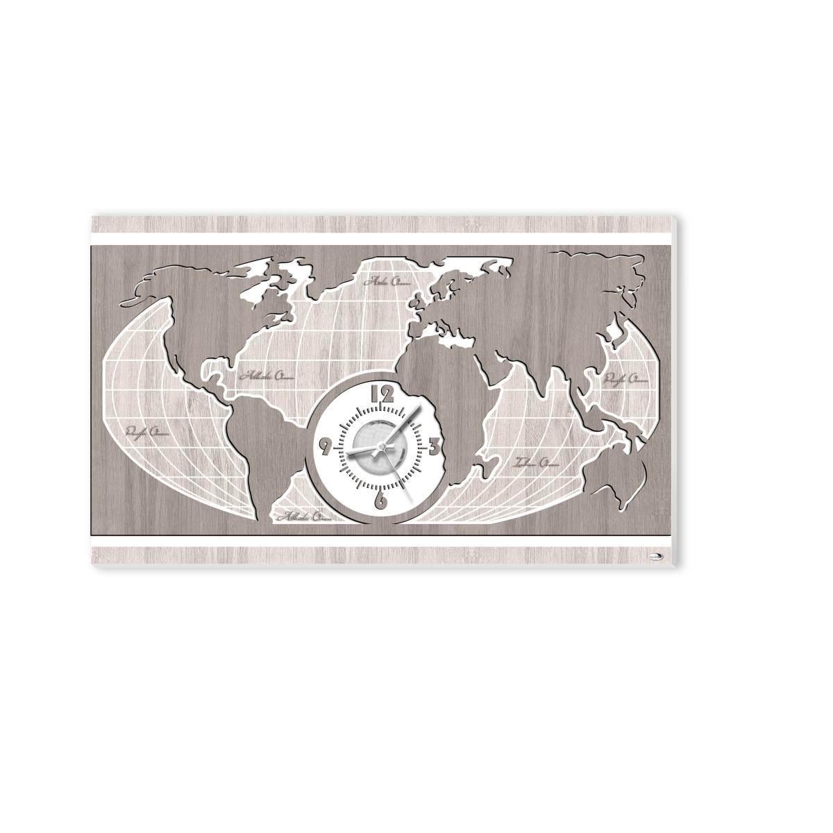 Orologio da parete su pannello di legno world laser 80x48 cm Valenti