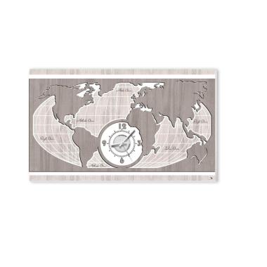 Orologio da parete su pannello di legno world laser 80x48 cm Valenti