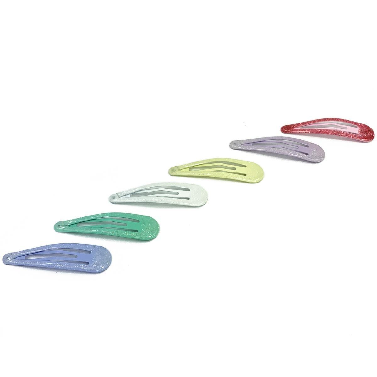 Fermaglio clic clac per capelli 7 cm glitter colori pastello Le Kikke