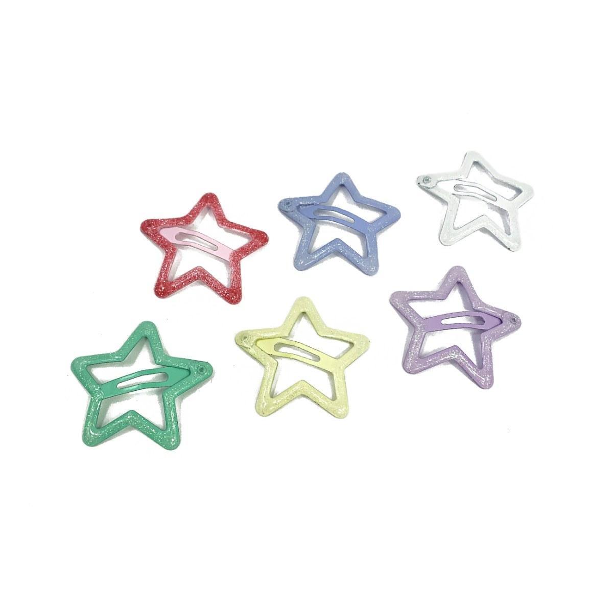 Fermaglio clic clac per capelli stella smaltata glitter colori pastello Le Kikke