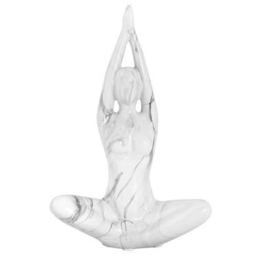 Statua yoga Oriente effetto marmo 83829 14,5x8x23 cm