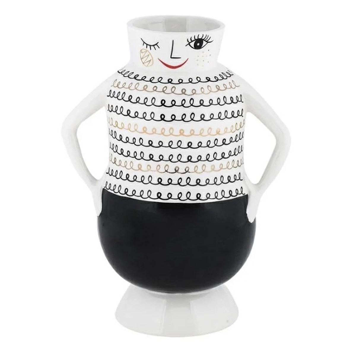 Vaso Elicriso bianco e nero 83744 22x15x29,5 cm
