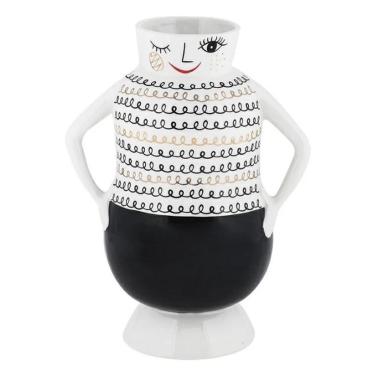 Vaso Elicriso bianco e nero 83744 22x15x29,5 cm