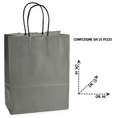 Shopper in carta h.49 x l.45 x p.15 cm colore grigio