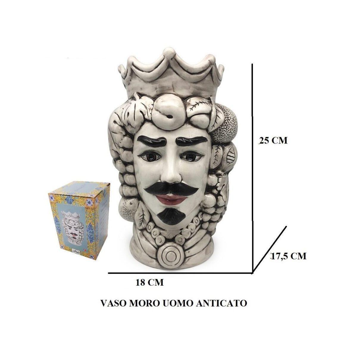 Vaso 25cm moro uomo anticato
