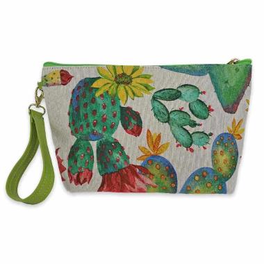 Portatrucchi con manico tessuti siciliani Capoverde Made in Italy