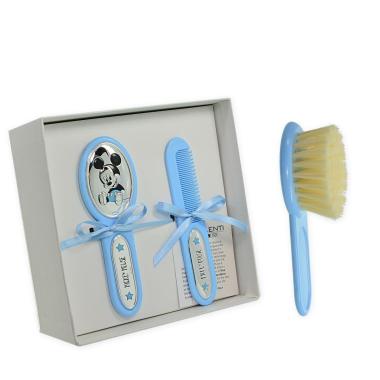 Set bimbo azzurro spazzola e pettine Mickey Mouse