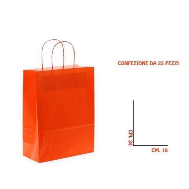 Shopper in carta colore arancione h.24 x p.8 x l.18 cm