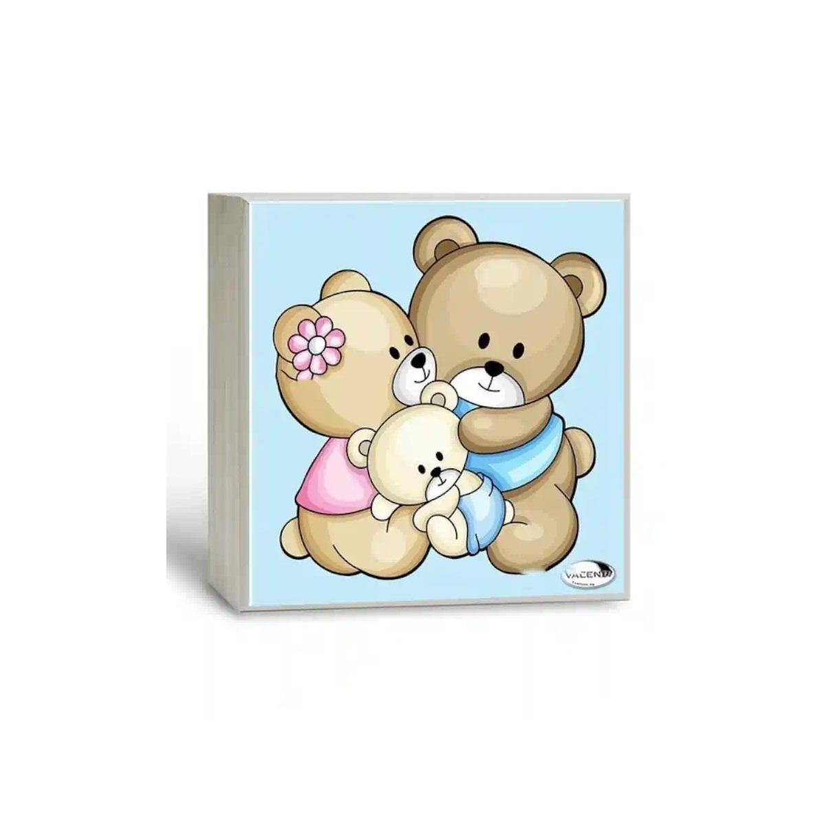 Lampada da comodino bimbo 14x14 cm tre orsetti celeste Valenti