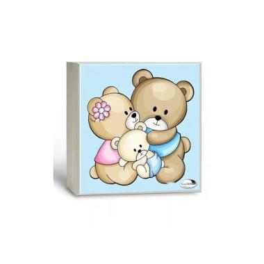 Lampada da comodino bimbo 14x14 cm tre orsetti celeste Valenti