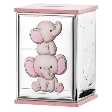 Salvadanaio rosa elefantino multicolor 8x8xh11,50 cm Valenti
