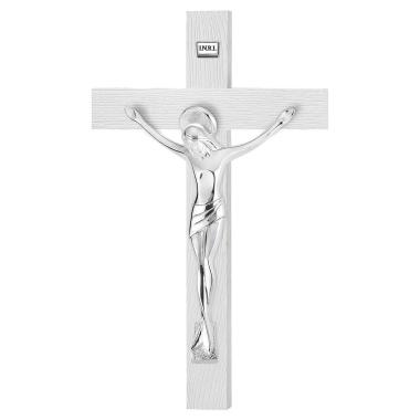 Cristo crocifisso scultura argento su croce H53 Valenti