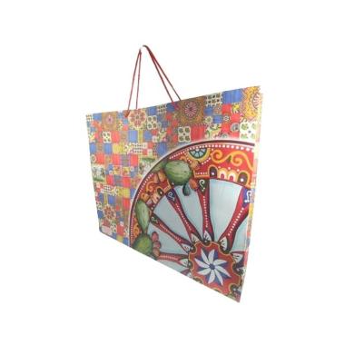 Shopper in carta decorazioni siciliane h.49 x l.58 x p.15 cm e manico in corda
