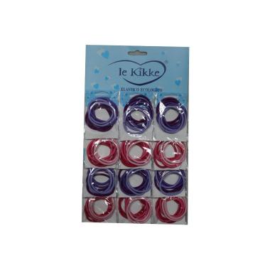 Elastici su card 12 bustine da 12pz colore rosa/viola
