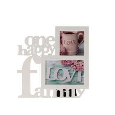 Decorazione one happy family con 2 portafoto 25,5x1,5x h.25,5 cm