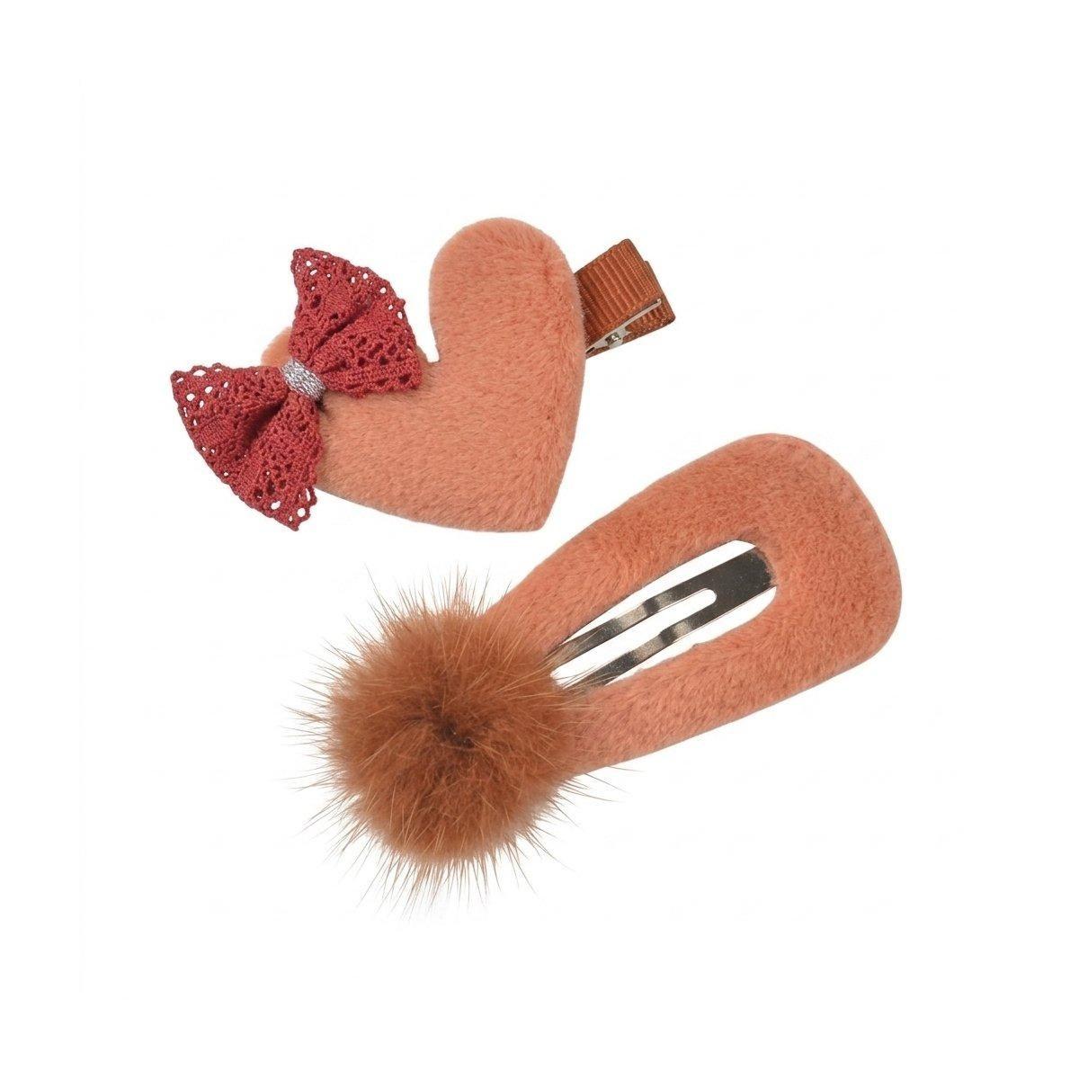 Fermagli clic clac per capelli pelliccia salmone Romeo Gigli