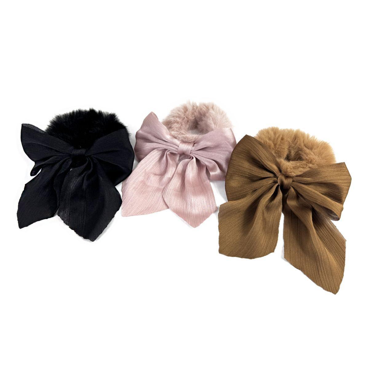 Elastico per capelli donna con pelo e fiocco Le Kikke