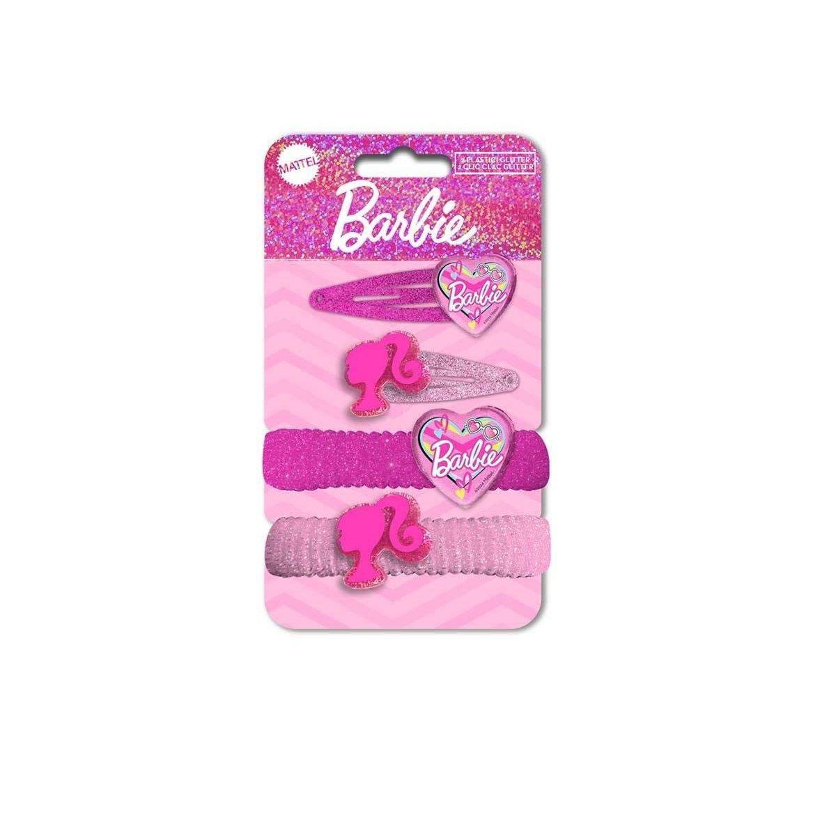 Set bimba due elastici e due fermagli clic clac per capelli Barbie