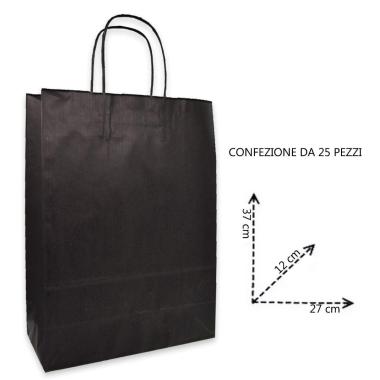 Shopper in carta h.37 x l.27 x p.12 cm colore nero