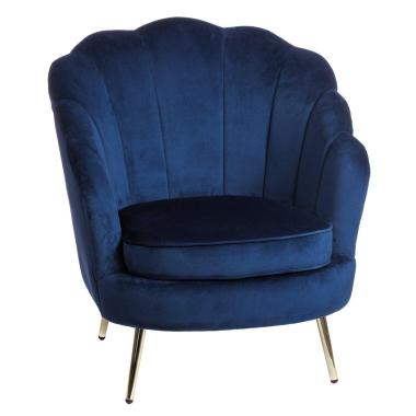 Poltrona velluto masca blu 75x71x84 cm