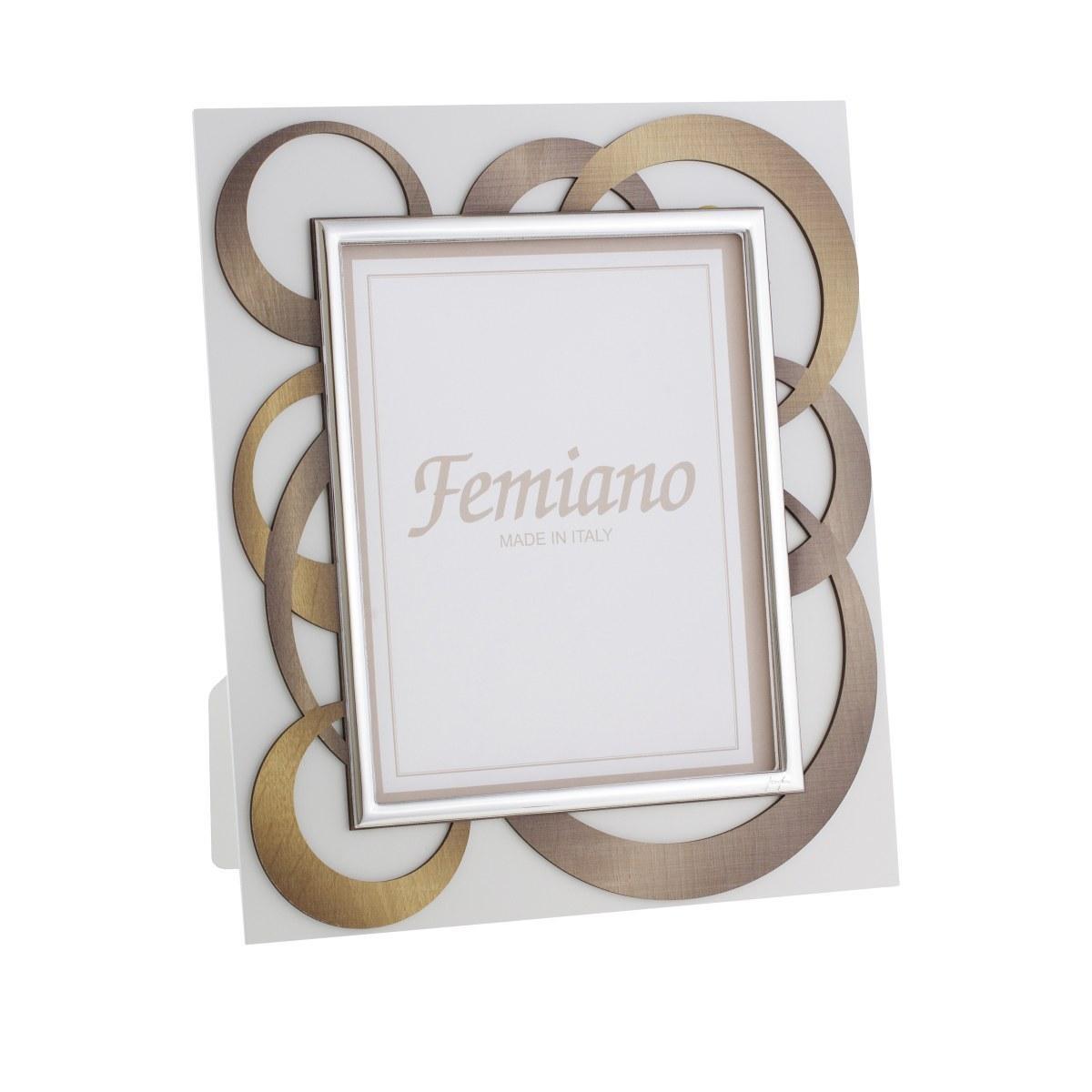 Cornice portafoto anelli legno bronzo oro 18X24 cm