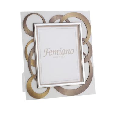 Cornice portafoto anelli legno bronzo oro 18X24 cm