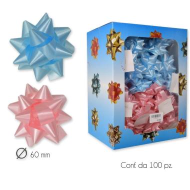 Coccarde adesive liscio rosa e azzurro mm.14 confezione da 100 pezzi