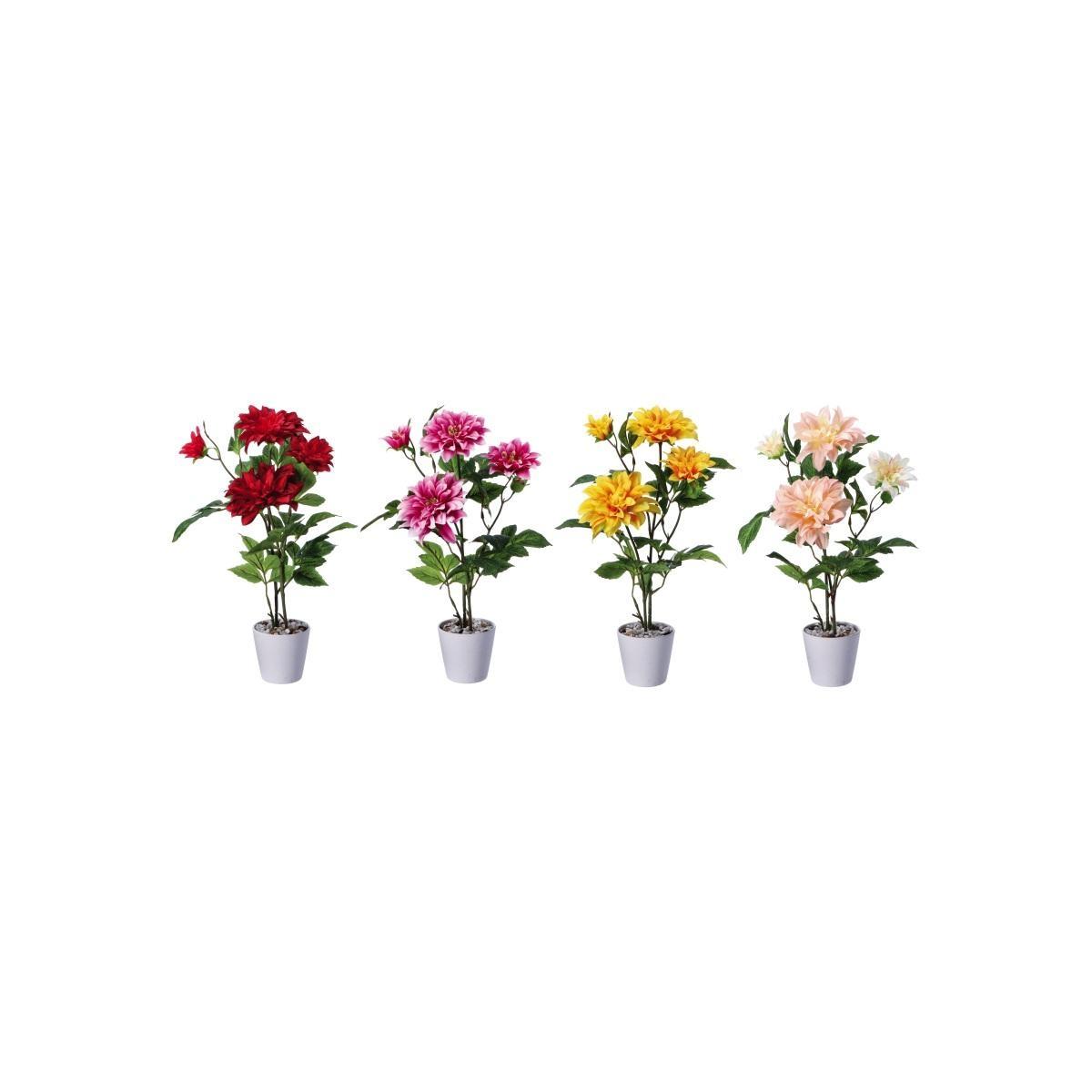 Vaso con dalia 2 fiori e 2 boccioli finti 12x h.58 cm