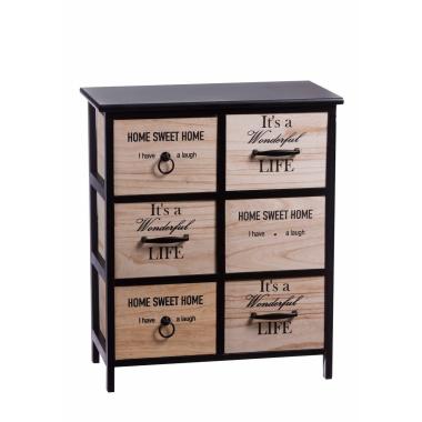 Mobiletto in legno con 6 cassetti 54x29xh65 cm