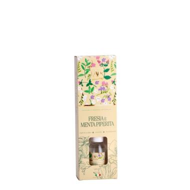 Diffusore di fragranza con midollini bouquet floreali Fresia e menta piperita 125 ml.