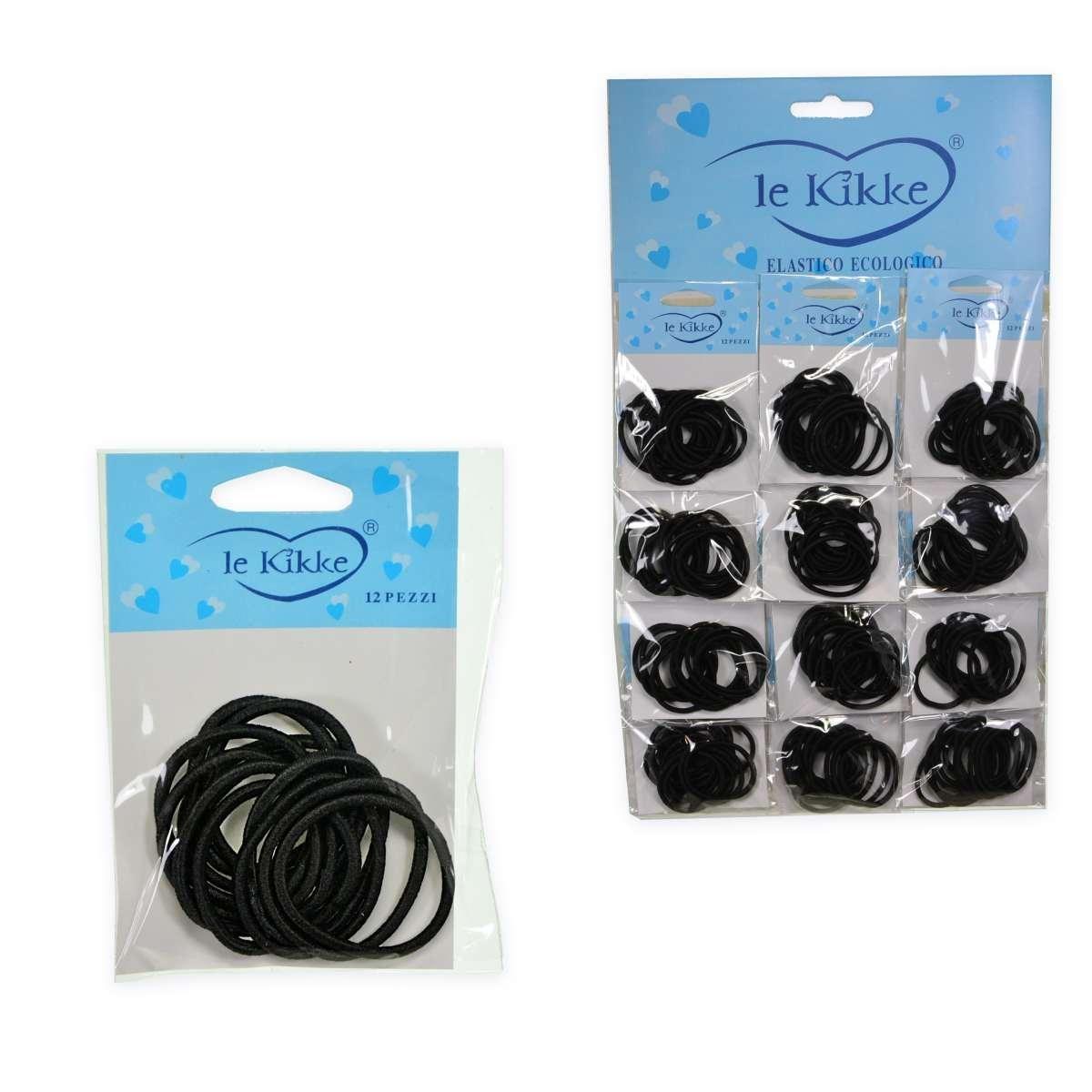 Elastici per capelli neri in 12 card da 12 pezzi Le Kikke