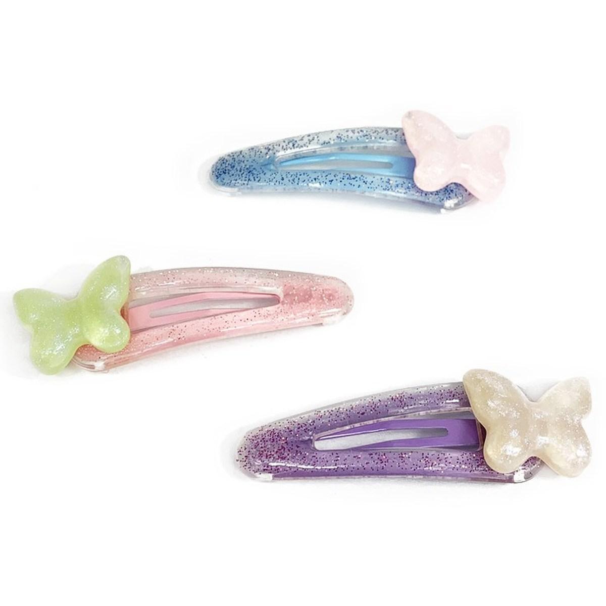 Fermaglio clic clac per capelli farfalla e glitter Le Kikke